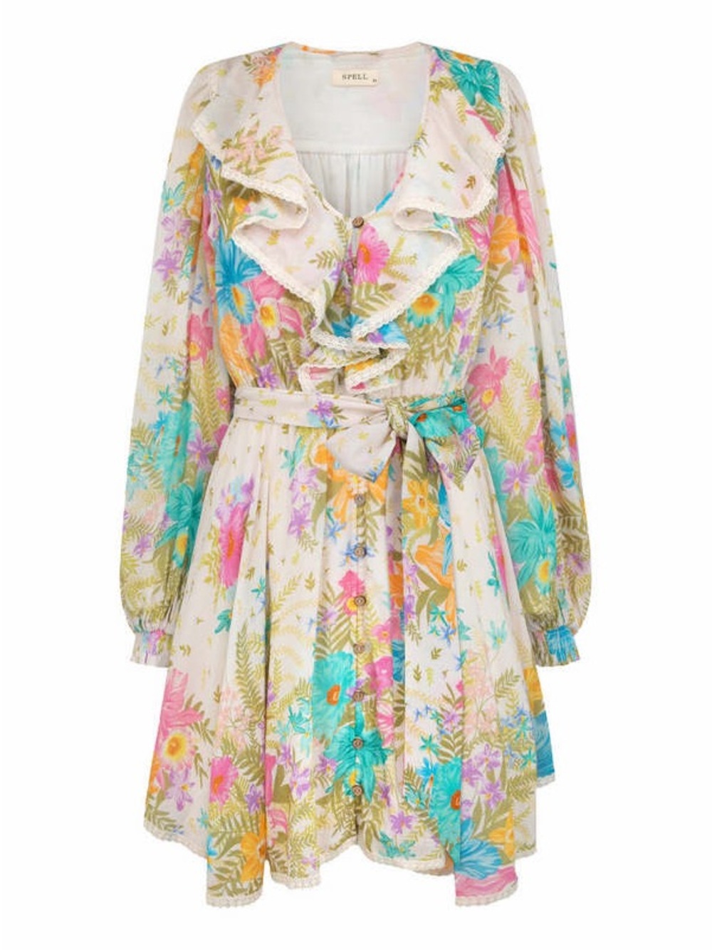 SPELL & THE GYPSY COLLECTIVE Lei Lei Frill Playdress Belted Mini Dress NWOT